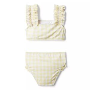 Janie & Jack Toddler Girls Yellow Gingham Ruffle  Swimsuit - Size 18-24 Months
